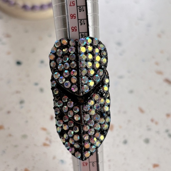 Gothic Victorian Heart Crystal Knuckle‎ Finger Ring - Picture 5 of 9